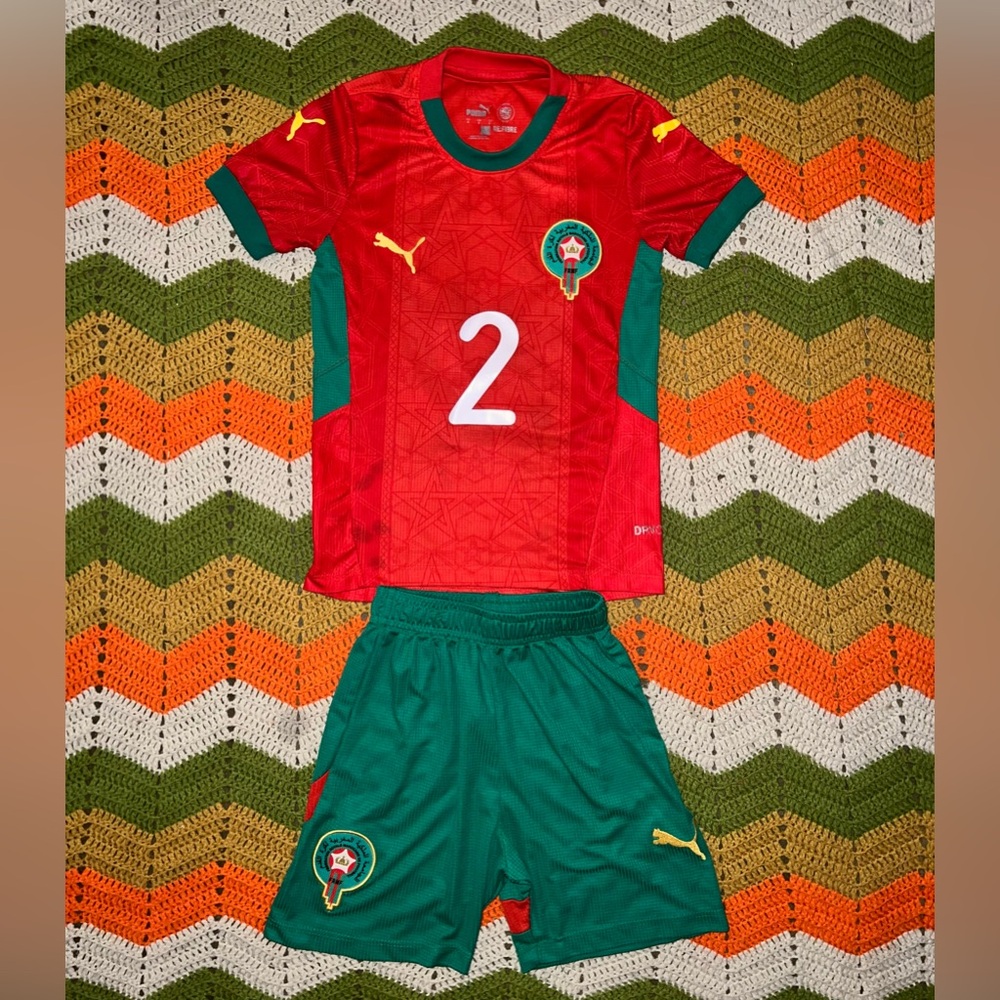 Puma Matching Set ⚽️ Kids Morocco Soccer Jersey and Shorts Drycell Hakimi #2 4T